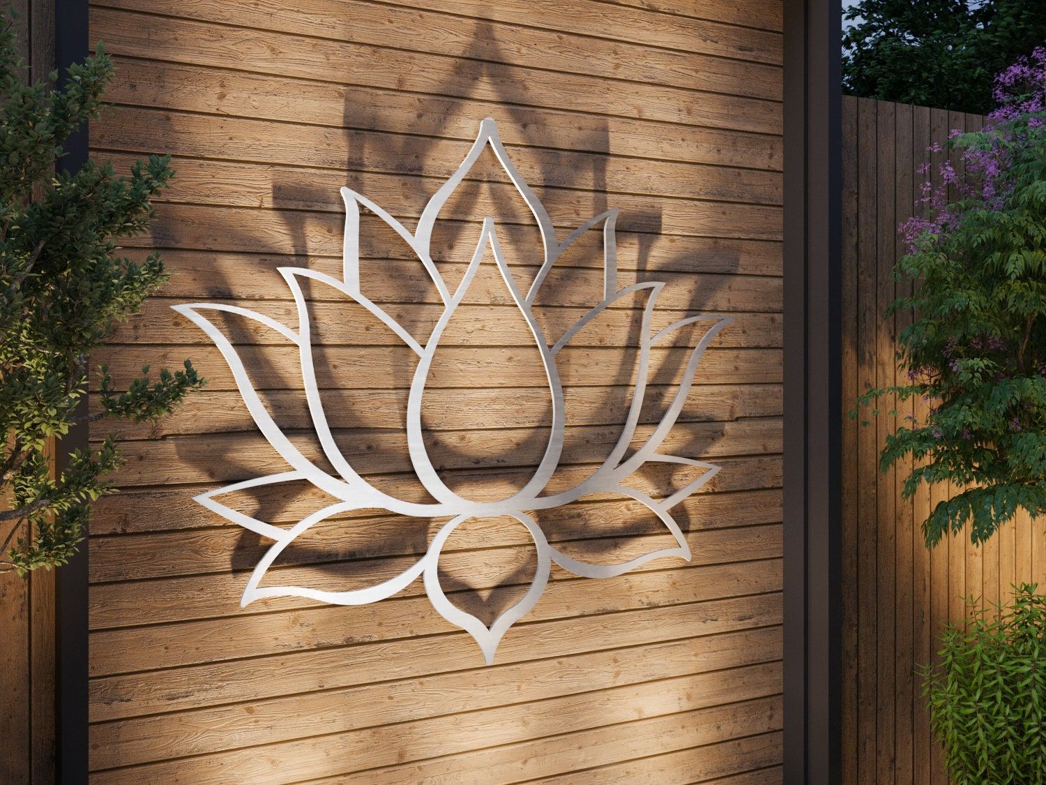 Lotus Flower Large Outdoor Metal Wall Art, Garden Within 2018 Landscape Wall Art (View 8 of 20)