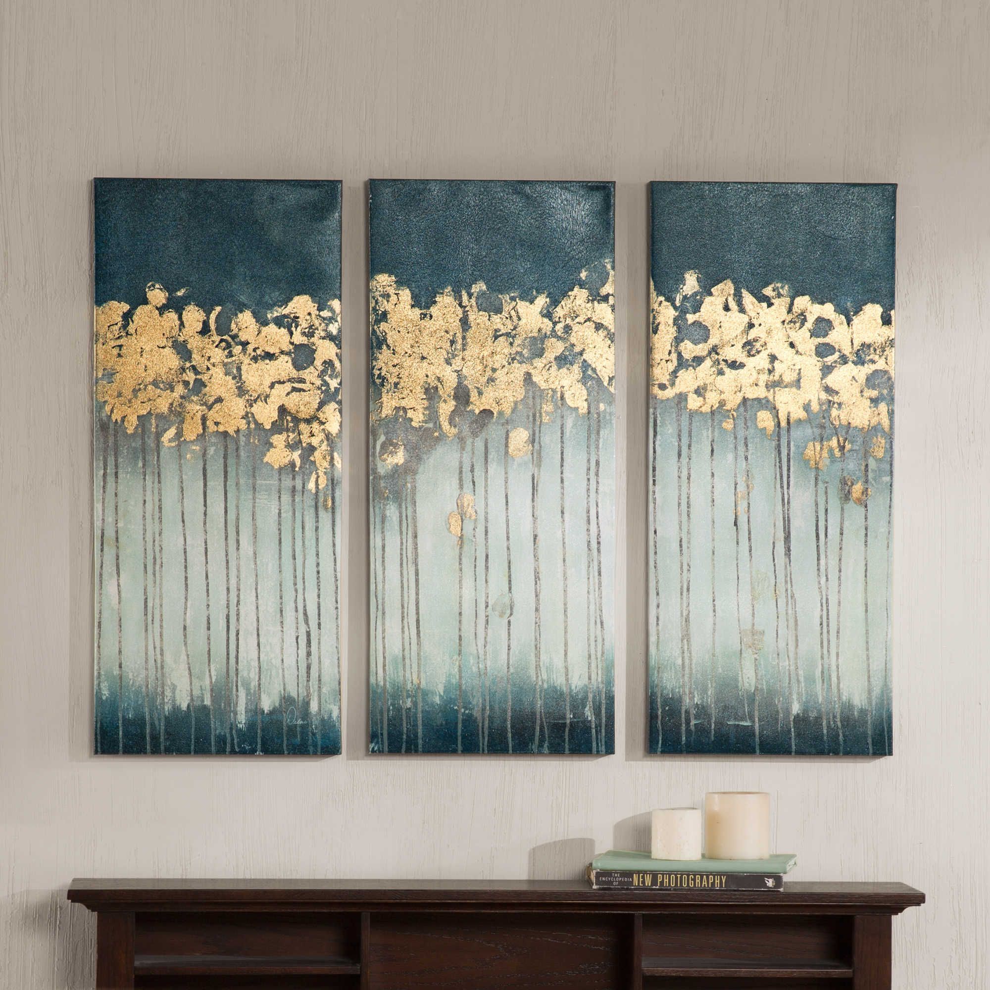 Madison Park Midnight Forest 3 Piece Canvas Wall Art | Bed Inside Latest Midnight Wall Art (View 4 of 20)
