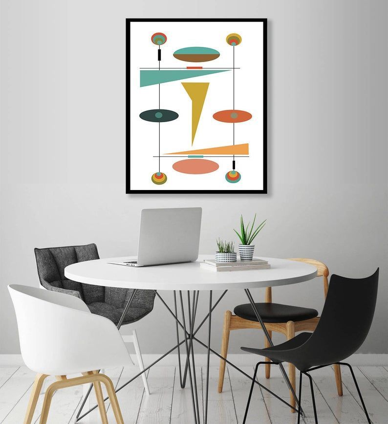 Mid Century Modern Art,colorful Retro Decor Idea,large For Best And Newest Mid Century Modern Wall Art (View 9 of 20)