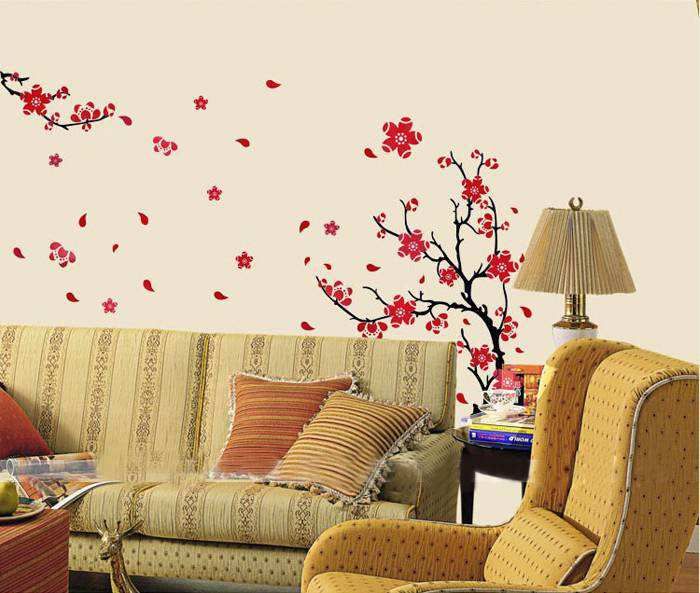 Modern Blossom Flower Wall Decal | Easy To Apply Wall Stickers Regarding 2017 Stripes Wall Art (View 2 of 20)