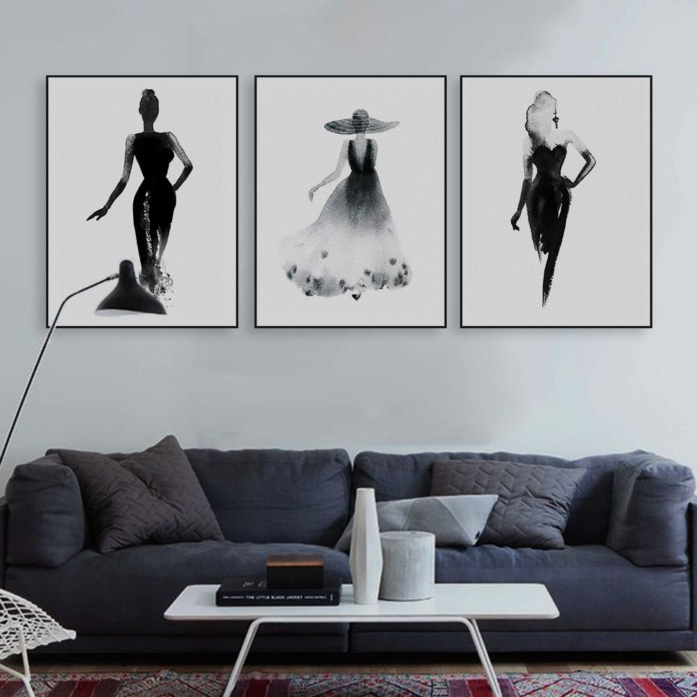 Modern Nordic Black White Beauty Canvas Art Print Poster Within Latest Monochrome Framed Art Prints (View 8 of 20)