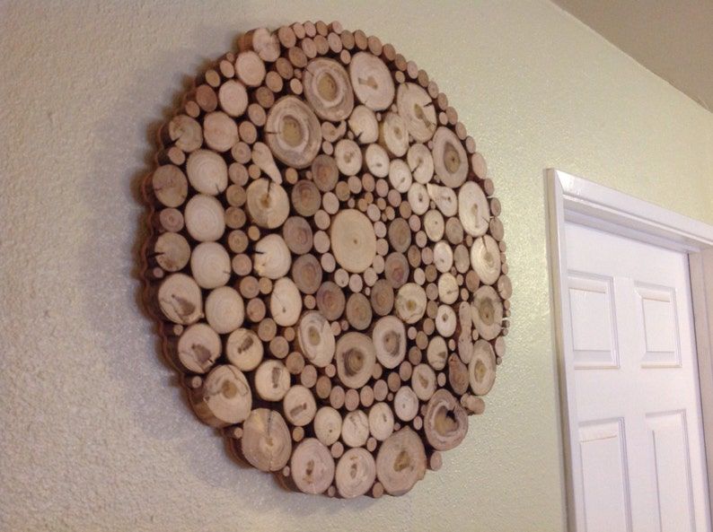 Modern Rustic Wood Slice Round Circle Spiral Wall Art | Etsy Within Newest Hexagons Wood Wall Art (View 17 of 20)