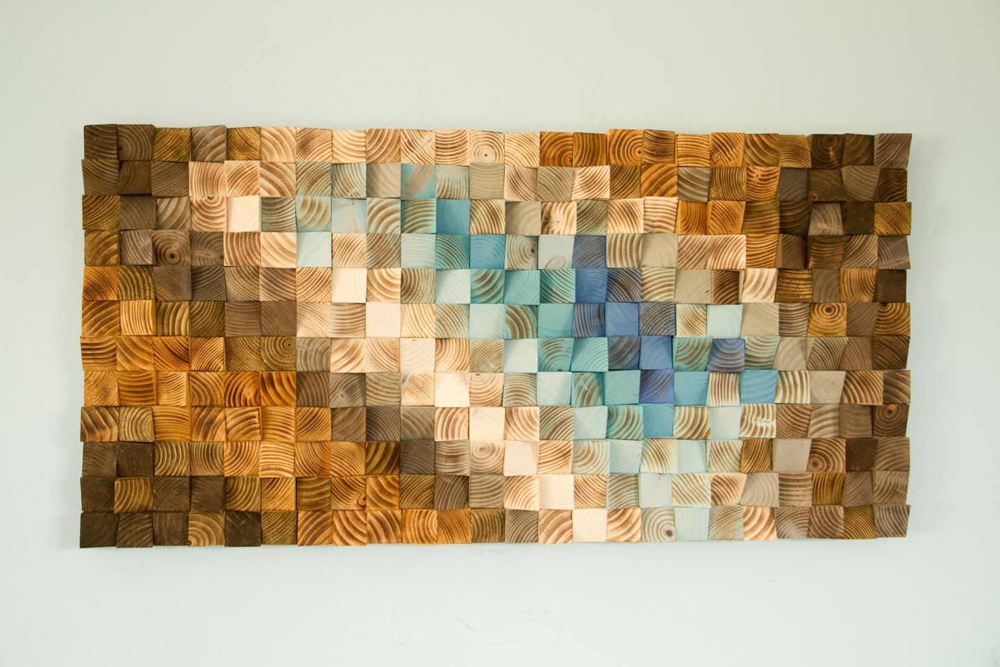 Modern Wood Wall Art, Wood Mosaic, Geometric Art, Wood Pertaining To Newest Geometric Wood Wall Art (Gallery 20 of 20)