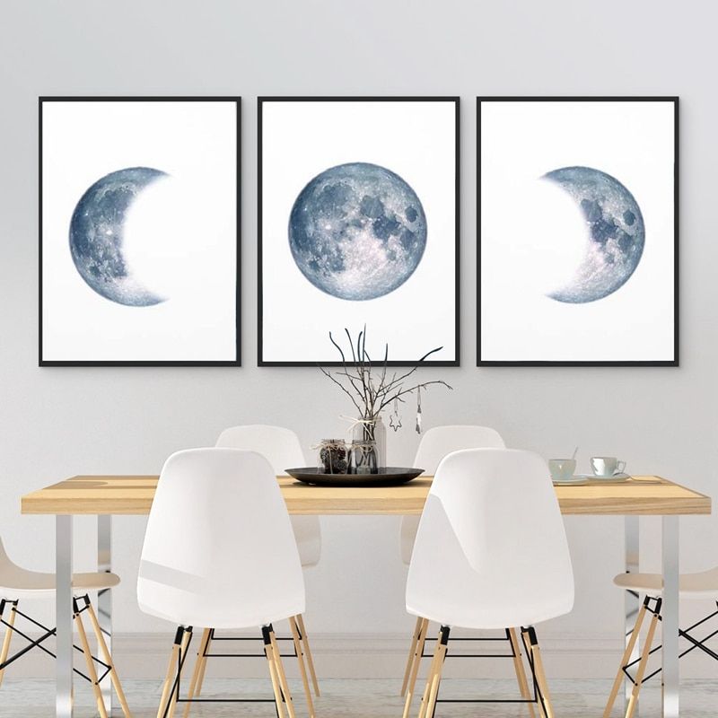 Moon Phases Poster Print Full Moon Half Moon Wall Art Throughout 2017 Lunar Wall Art (View 2 of 20)