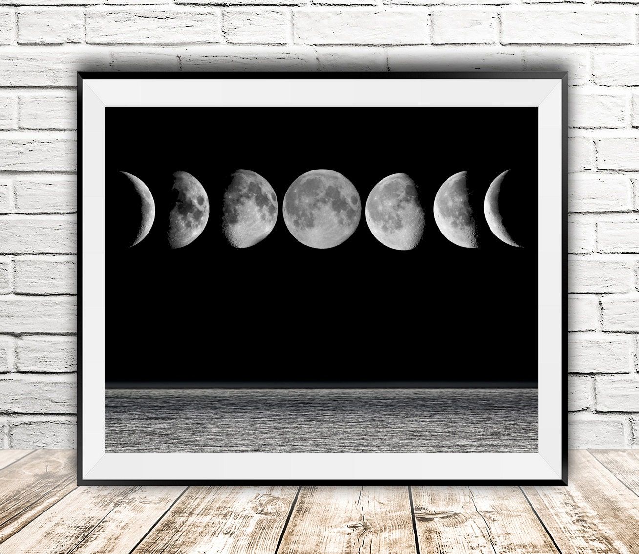 Moon Phases Print Moon Art Moon Wall Decor Moon Intended For 2017 Lunar Wall Art (View 18 of 20)