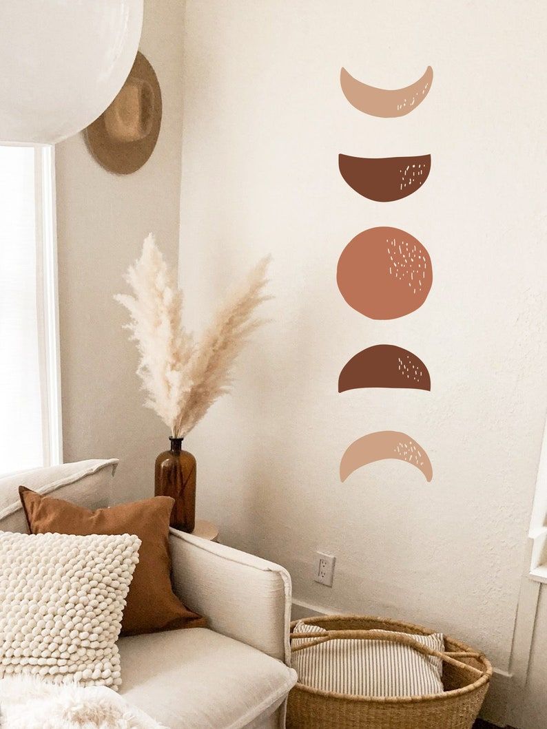 Moon Phases Wall Decal Hand Drawn Moon Phases Boho Decor For Most Up To Date Lunar Wall Art (View 19 of 20)