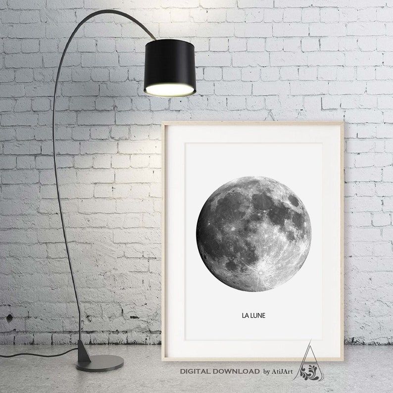 Moon Print Moon Photo Planet Wall Art Instant Download | Etsy In 2018 Lunar Wall Art (View 4 of 20)