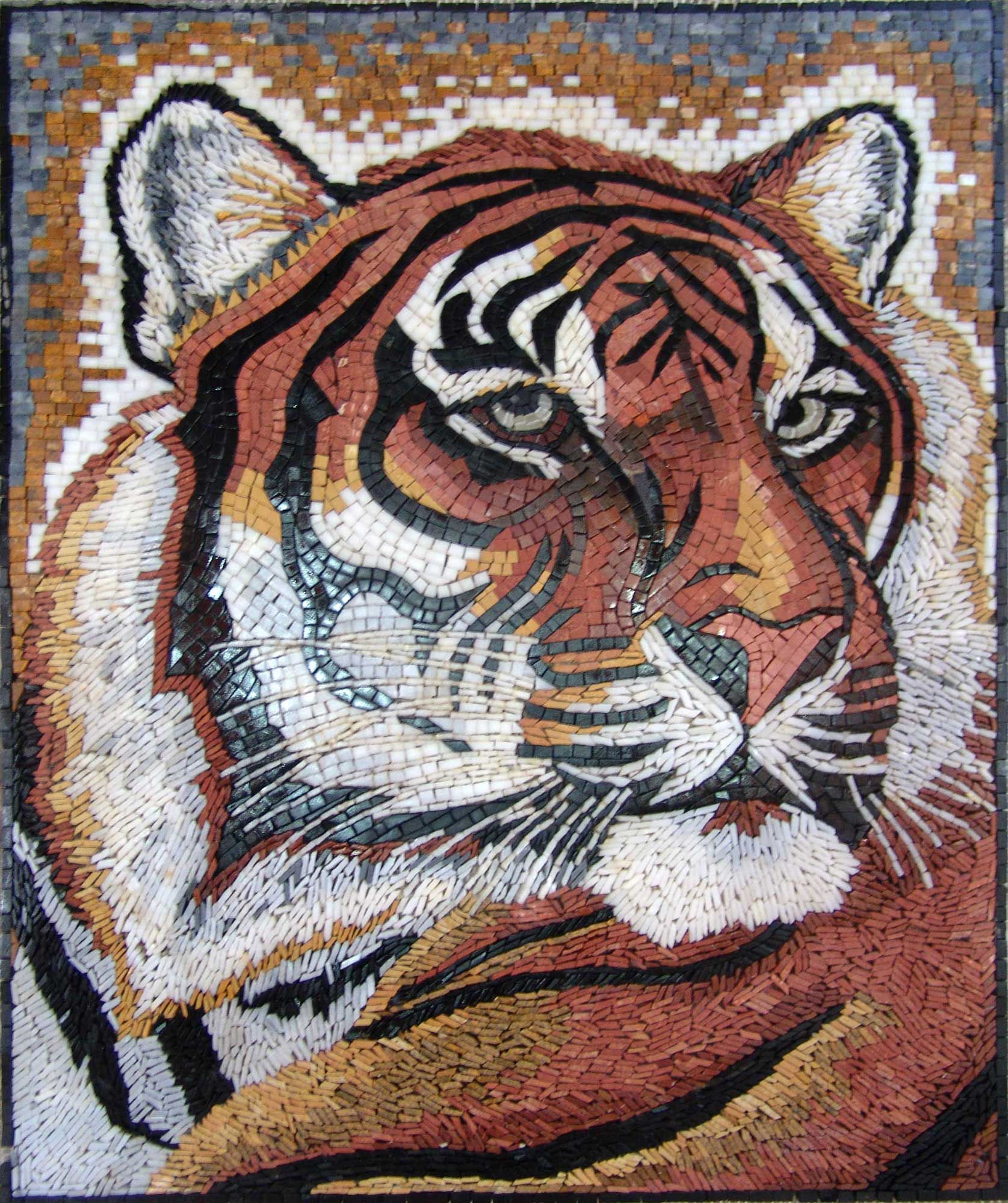 Mosaic Wall Art – Tiger Look | Stone Mosaic Art, Mosaic Within Most Recent Tiger Wall Art (View 19 of 20)