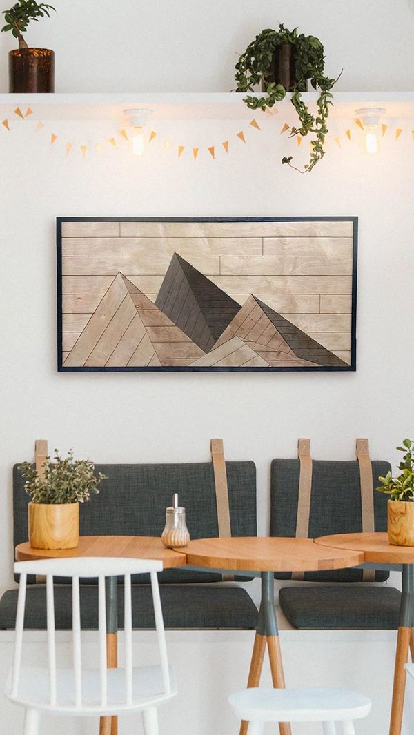 Mountains Wood Wall Art  Large Wood Wall Panel  Modern Pertaining To Most Recent Mountains Wood Wall Art (View 12 of 20)