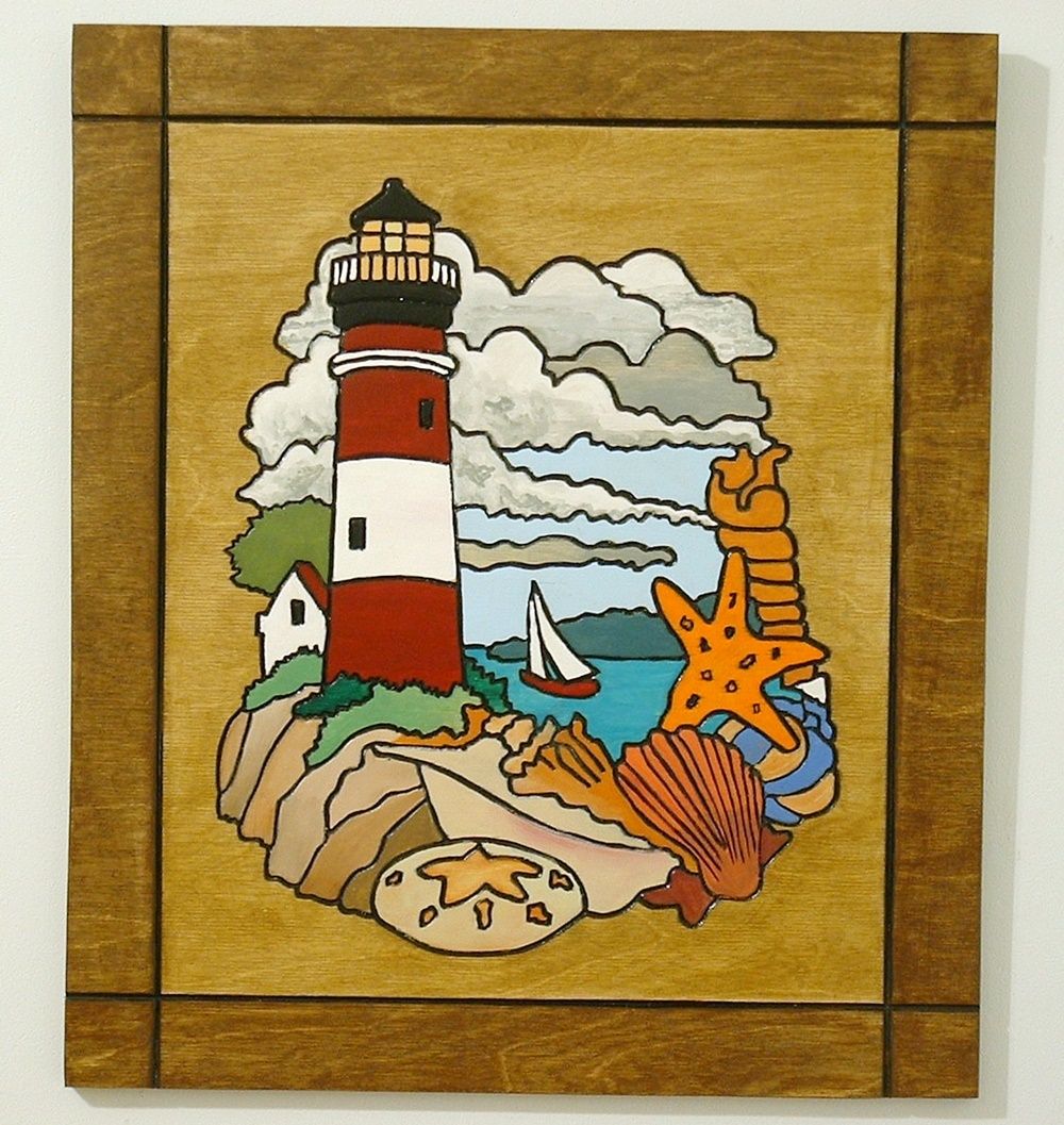 Nautical Wall Decor, Lighthouse, Wood | Galleryatkingston Intended For Current Waves Wood Wall Art (View 20 of 20)