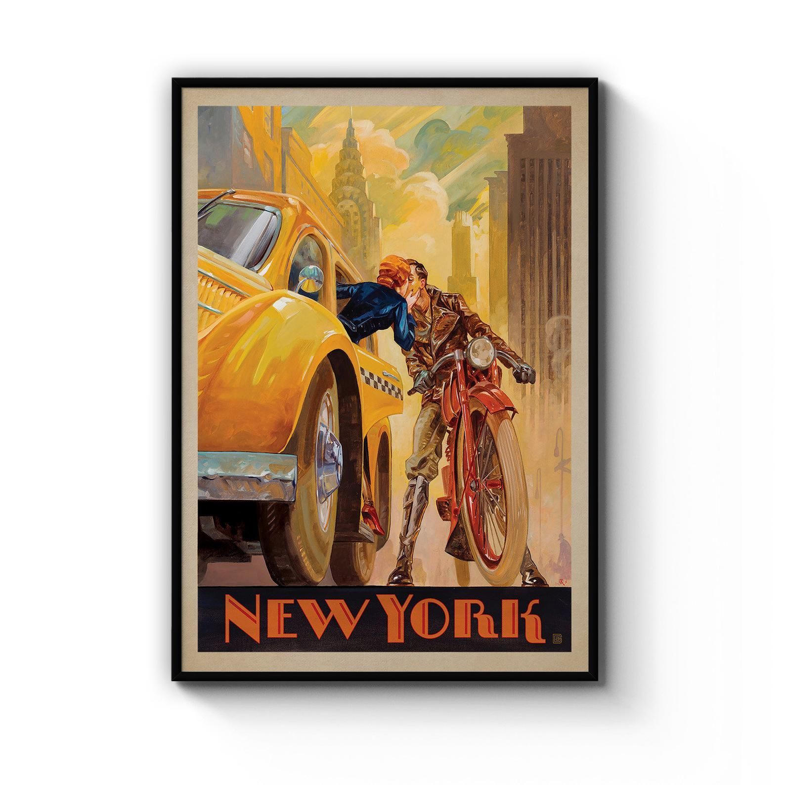 New York City Romance Travel Vintage Romantic Advert Regarding Current New York City Framed Art Prints (View 13 of 20)