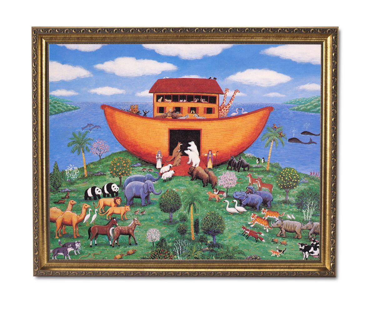 Noahs Ark Animals #1 Kids Room Religious Wall Picture Gold Inside Most Current Children Framed Art Prints (View 4 of 20)