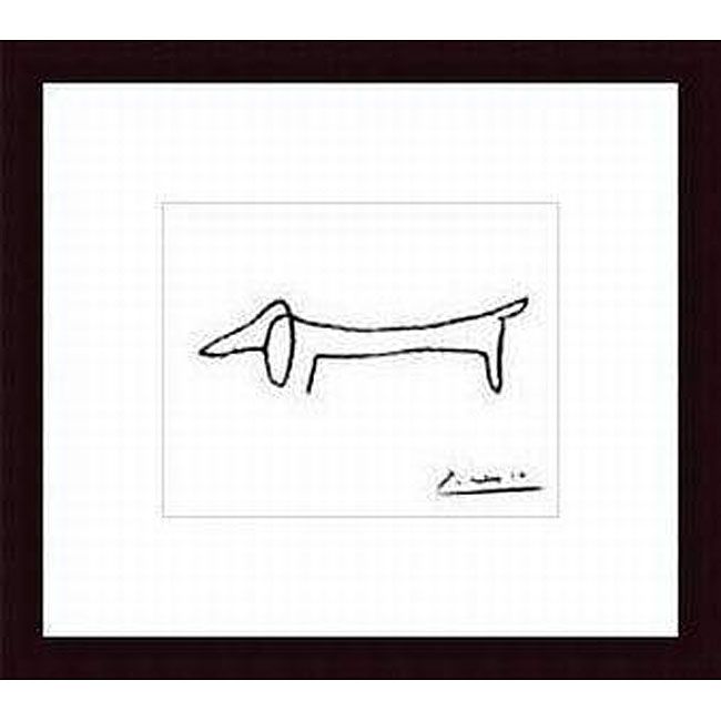 Pablo Picasso 'the Dog' Wood Framed Print – Overstock Throughout Latest Lines Framed Art Prints (Gallery 20 of 20)