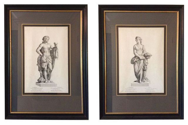 Pair Of Framed Black And White Classical Prints – $1,700 Throughout Latest Monochrome Framed Art Prints (View 9 of 20)