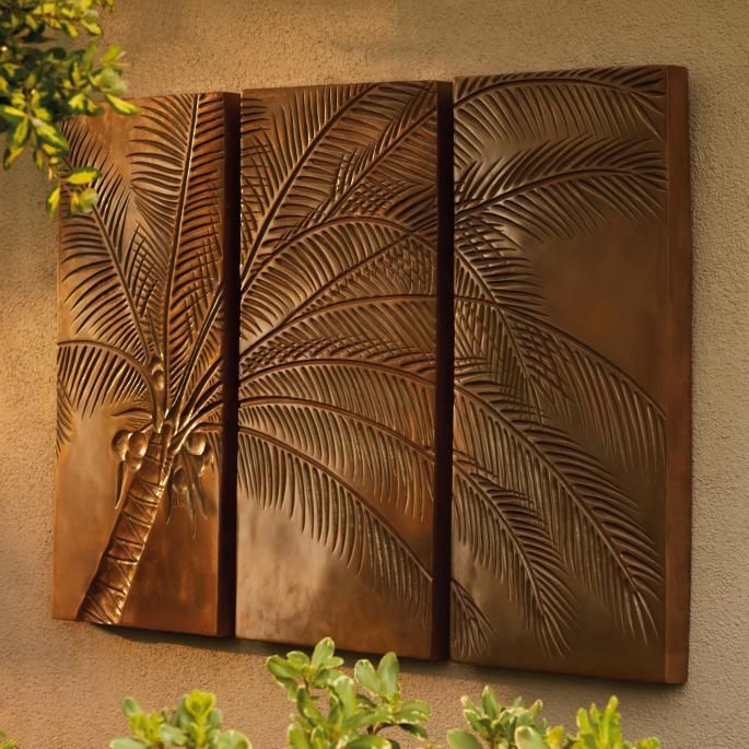 Palm Tree Triptych | Frontgate | Tropical Home Decor Intended For 2018 Hawaii Wall Art (View 15 of 20)