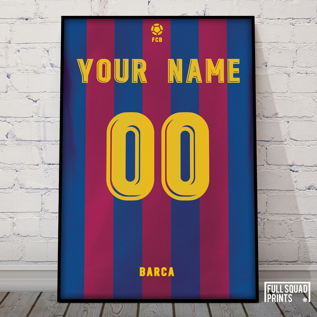 Personalised Barcelona Football Poster – Football Gifts Within Most Current Barcelona Framed Art Prints (View 10 of 20)