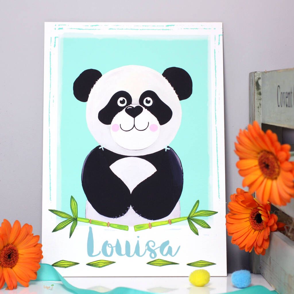 Personalised Panda Children's Art Printliza J Design For Most Current Children Framed Art Prints (View 12 of 20)