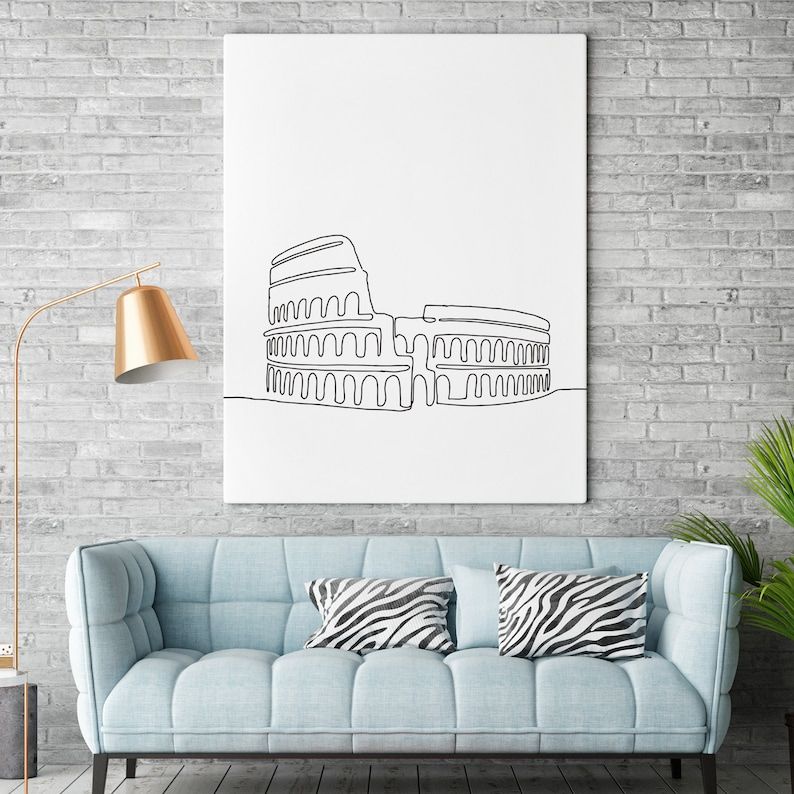 Printable Wall Art Colosseum One Line Drawing Poster | Etsy Throughout Current Line Art Wall Art (View 13 of 20)