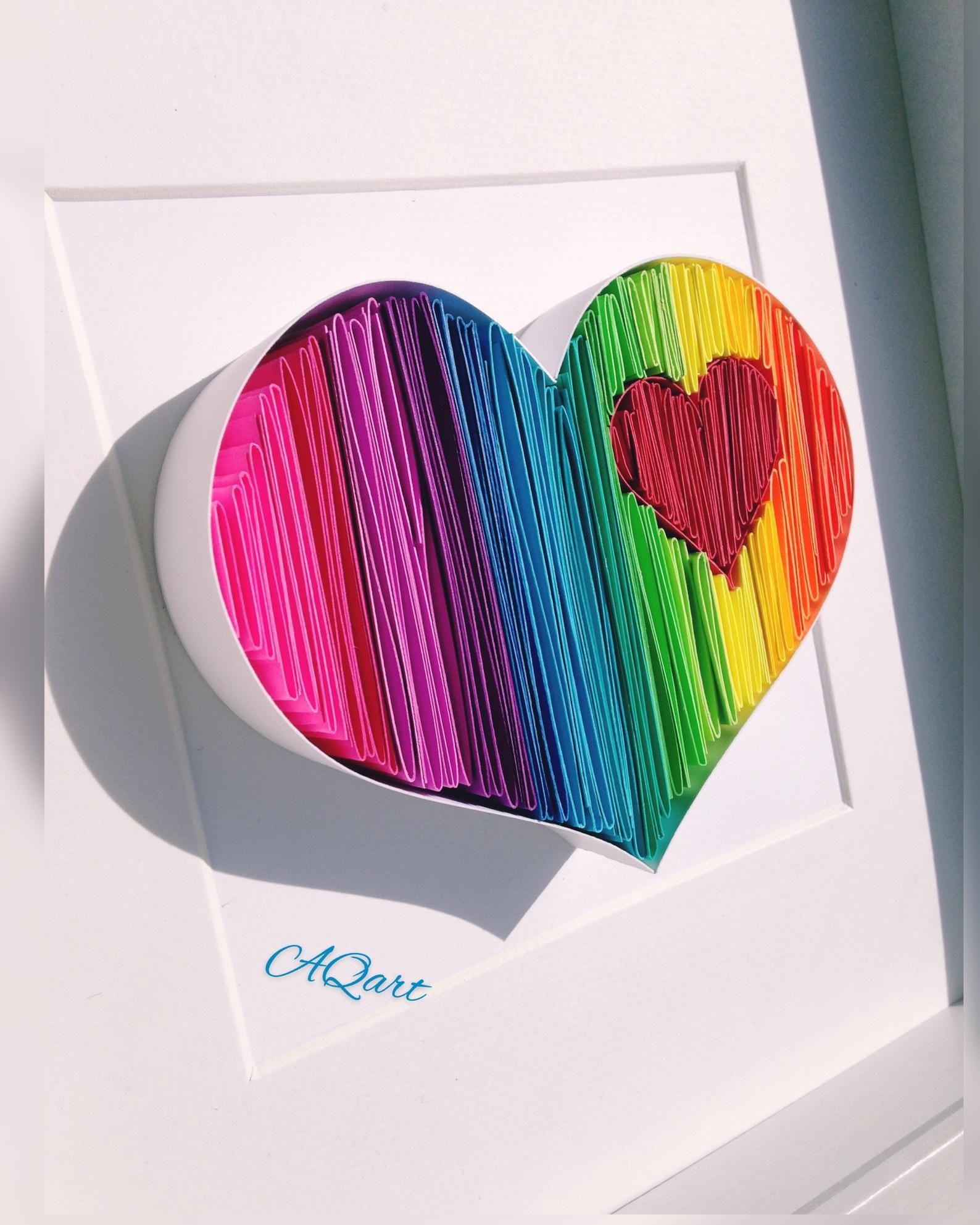 Rainbow Heart – Quilling Wall Paper Art Quilling Art Inside Most Recently Released Rainbow Wall Art (View 3 of 20)