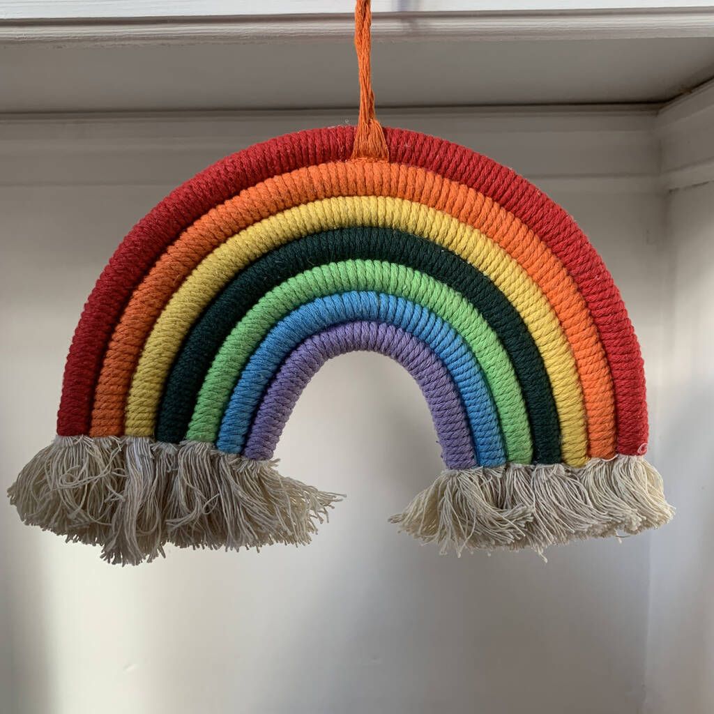 Rainbow Wool Tufted Hanging Wall Decorperfect For Most Popular Rainbow Wall Art (View 7 of 20)