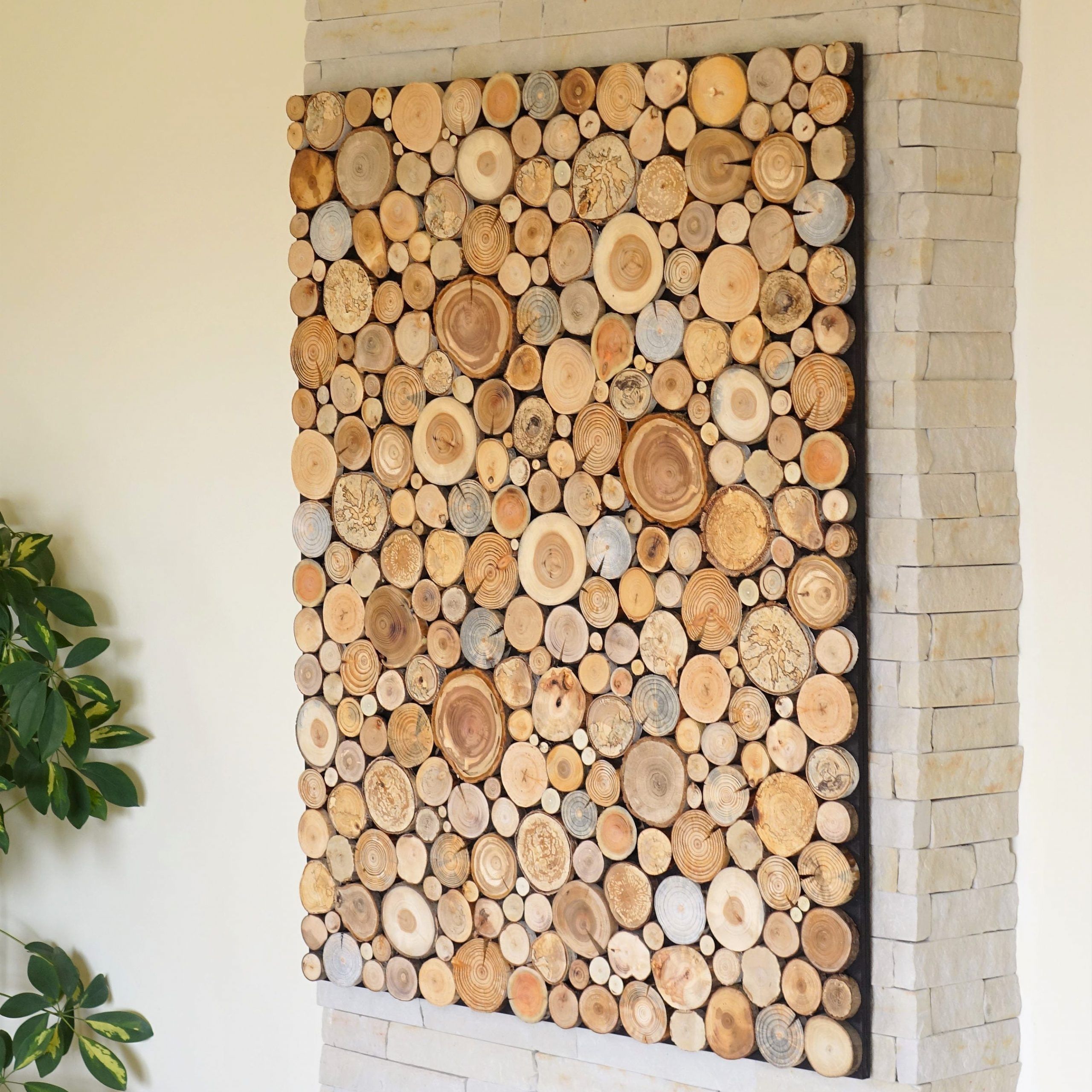 Reclaimed Wood Art Tree Rounds Wall Panel, Environment With Most Current Waves Wood Wall Art (View 16 of 20)