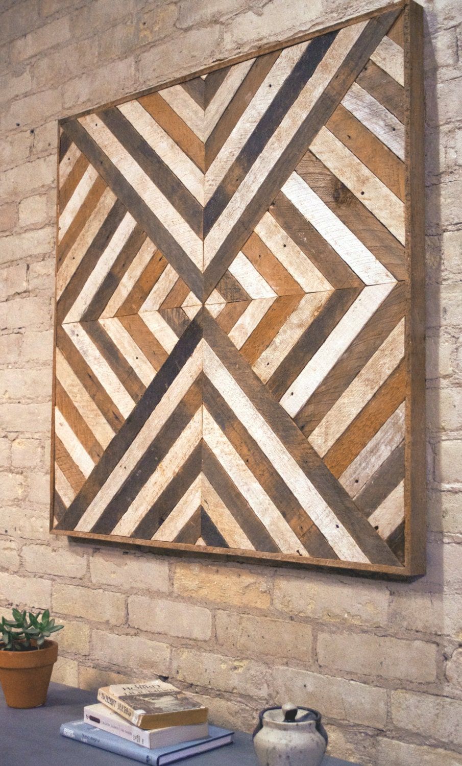 Reclaimed Wood Wall Art, Decor, Lath, Triangle, Diamond Throughout Newest Geometric Wood Wall Art (View 12 of 20)
