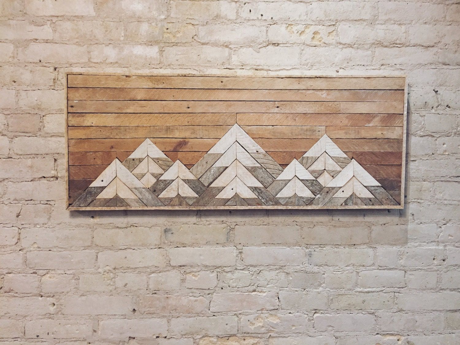 Reclaimed Wood Wall Art, Wall Decor, Twin Headboard, Lath Inside 2018 Mountains Wood Wall Art (View 4 of 20)