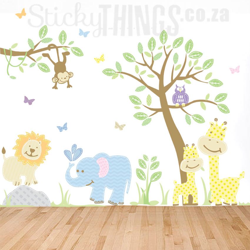 Safari Jungle Wall Art Decal Pastels – Stickythings.co (View 11 of 20)