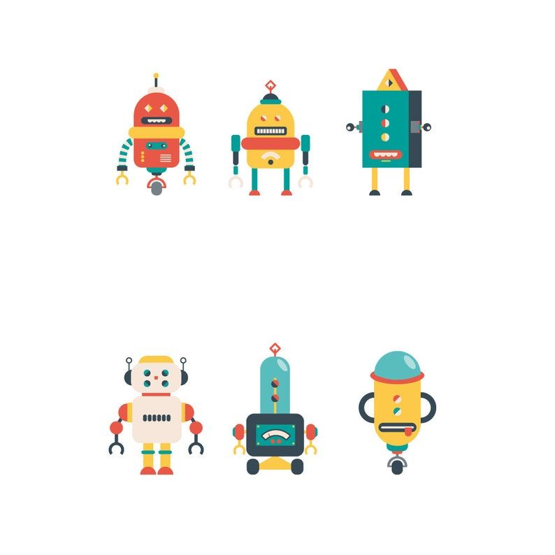 Set Of 3 Mix Hipster Robots Robot Wall Art Illustration | Etsy Within Recent Robot Wall Art (View 18 of 20)