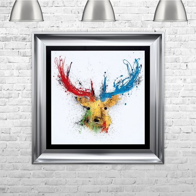 Shh Interiors Colourful Stag Liquid Art White Background Inside Recent Liquid Wall Art (View 6 of 20)