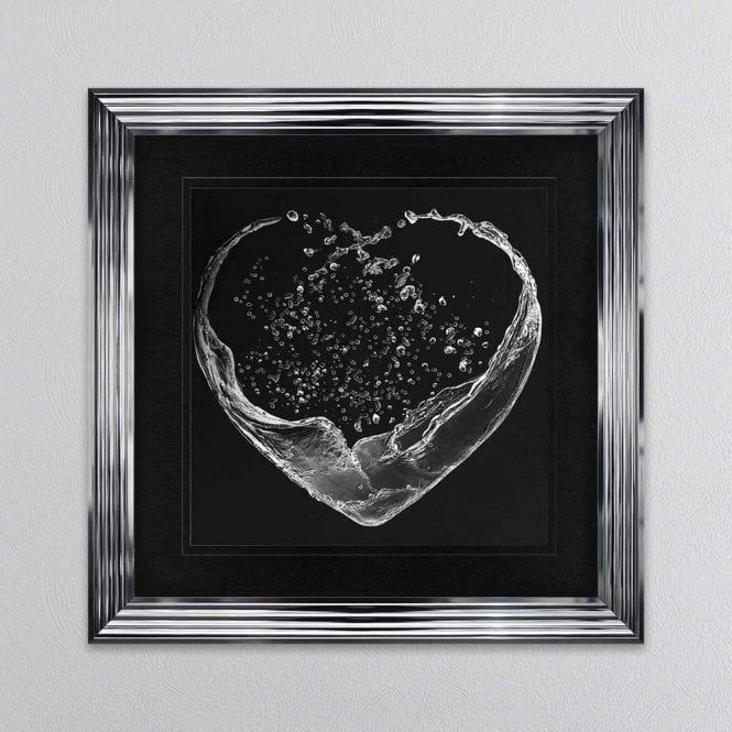 Shh Interiors Silver Liquid Heart On Black Framed Wall Art With Most Popular Liquid Wall Art (View 8 of 20)