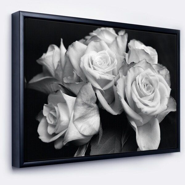 Shop Designart 'bunch Of Roses Black And White' Floral Art Intended For 2018 Monochrome Framed Art Prints (View 17 of 20)
