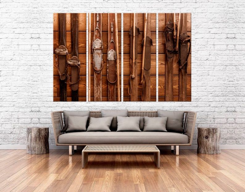 Ski Canvas Wall Art Vintage Wooden Skis Canvas Print Ski Regarding Best And Newest Retro Wood Wall Art (Gallery 20 of 20)