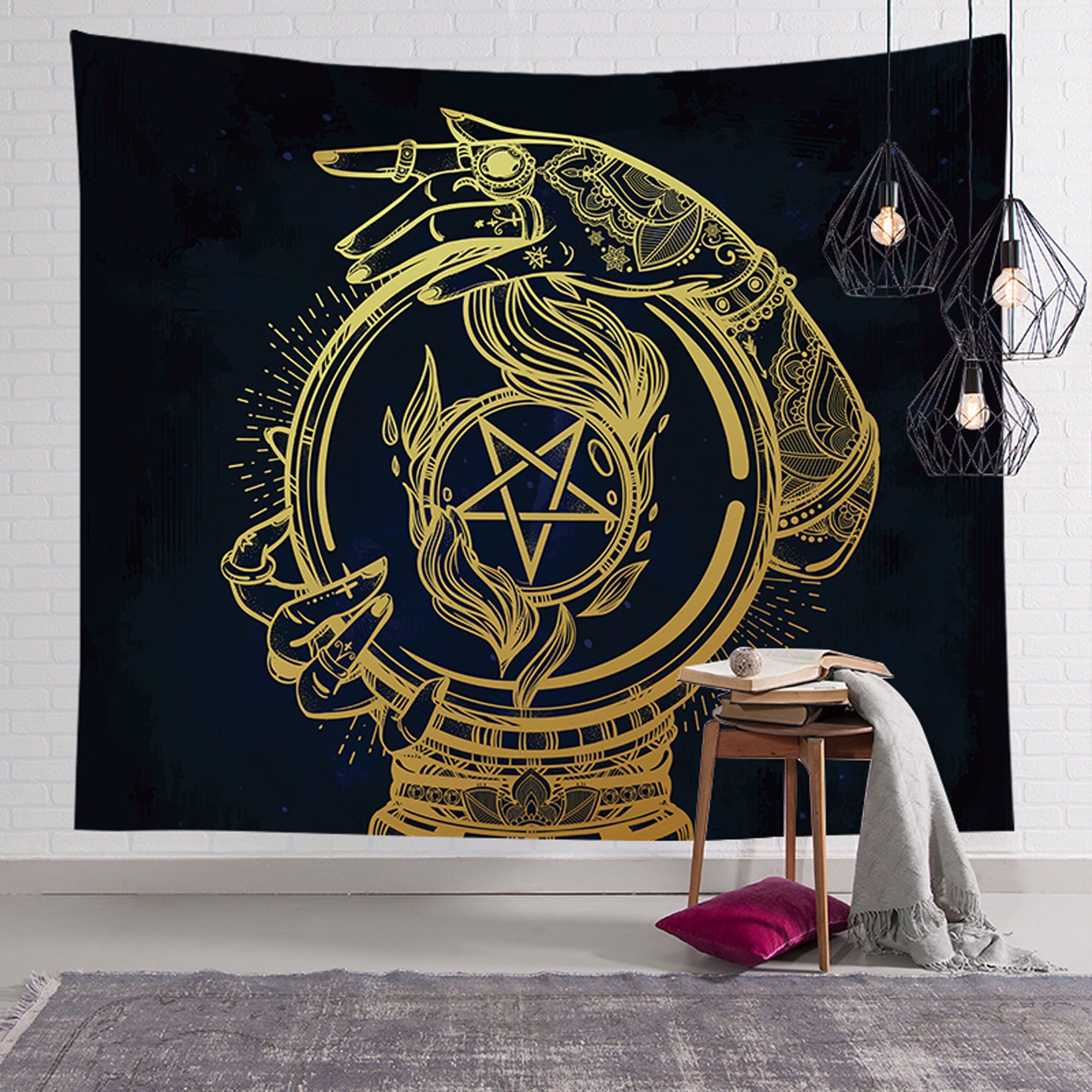 Sun And Moon Psychedelic Tapestry Zodiac Tapestry Within Newest Lunar Wall Art (View 3 of 20)