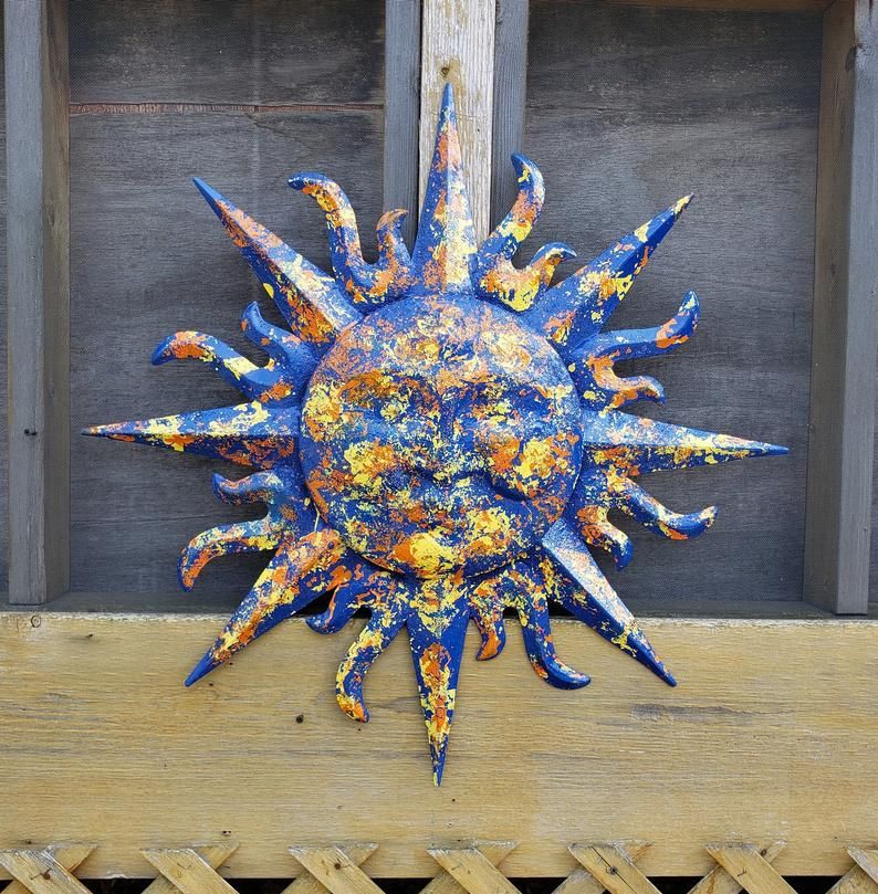 Sunface Wall Decor Garden Decor Metal Sun Wall Art Outdoor With Current Sun Wall Art (View 14 of 20)
