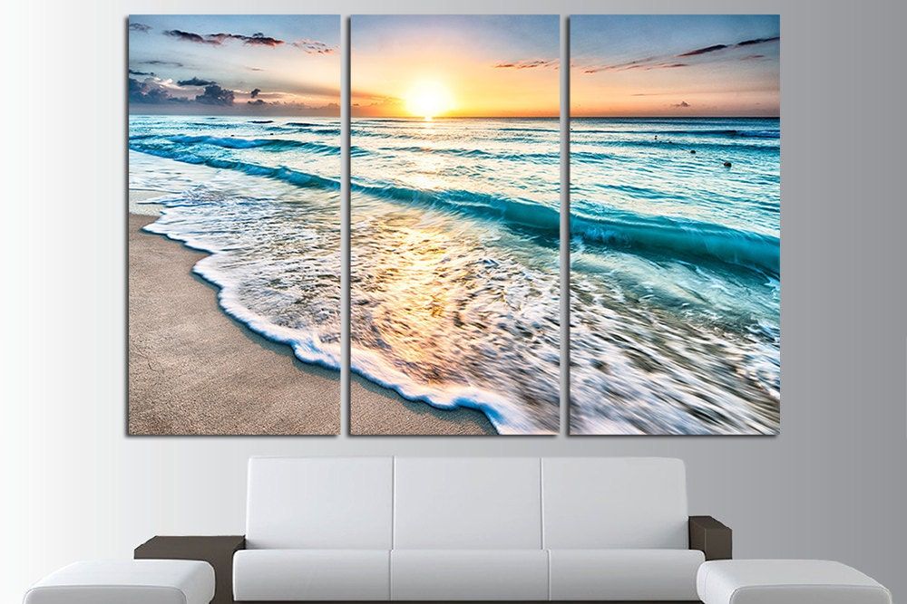 Sunset Beach Wall Art Tropical Print Ocean View Beach Canvas With Regard To Recent Sunset Wall Art (View 12 of 20)