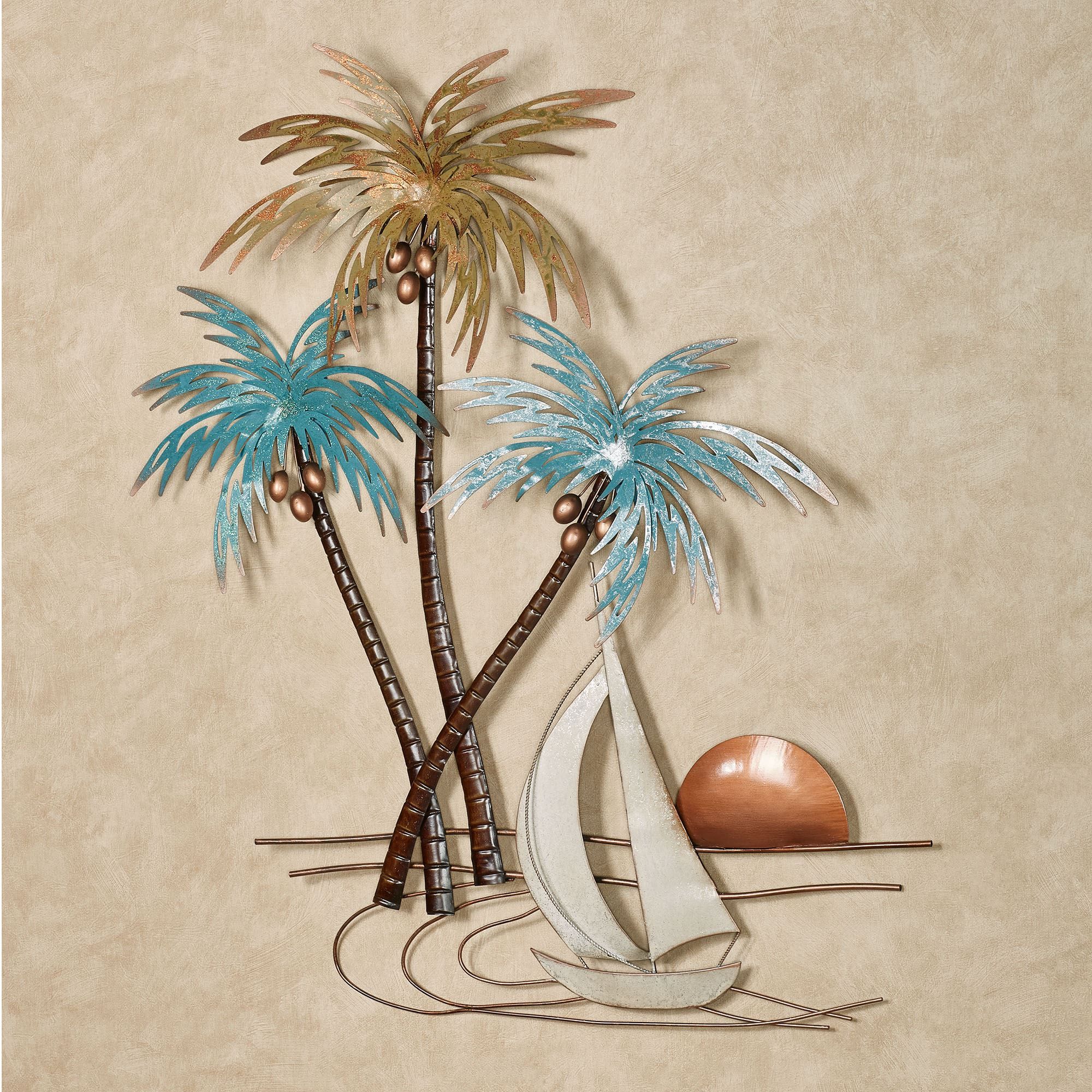 Sunset Paradise Tropical Palm Tree Metal Wall Art With Most Recent Palm Leaves Wall Art (View 17 of 20)