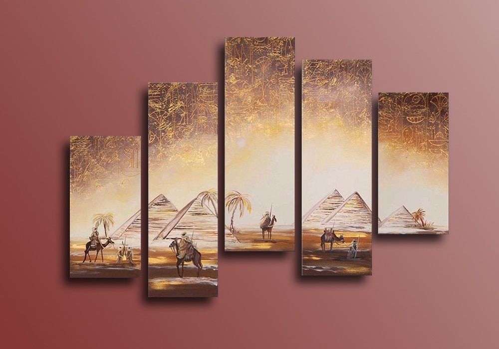 The Pyramids Of Egypt Hand Painted Wall Art Canvas Inside 2018 Pyrimids Wall Art (View 16 of 20)