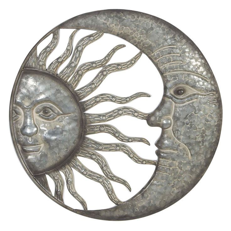The Round Decmode Iron Celestial Sun And Moon Wall Decor Intended For Current Lunar Wall Art (View 5 of 20)