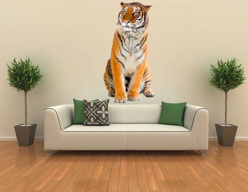 Tiger Wall Decal Room Decor Tiger Wall Sticker Removable For Most Up To Date Tiger Wall Art (View 7 of 20)