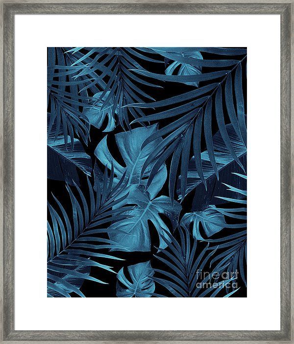 Tropical Jungle Night Leaves Pattern #2 #tropical #decor # For 2018 Tropical Framed Art Prints (View 12 of 20)