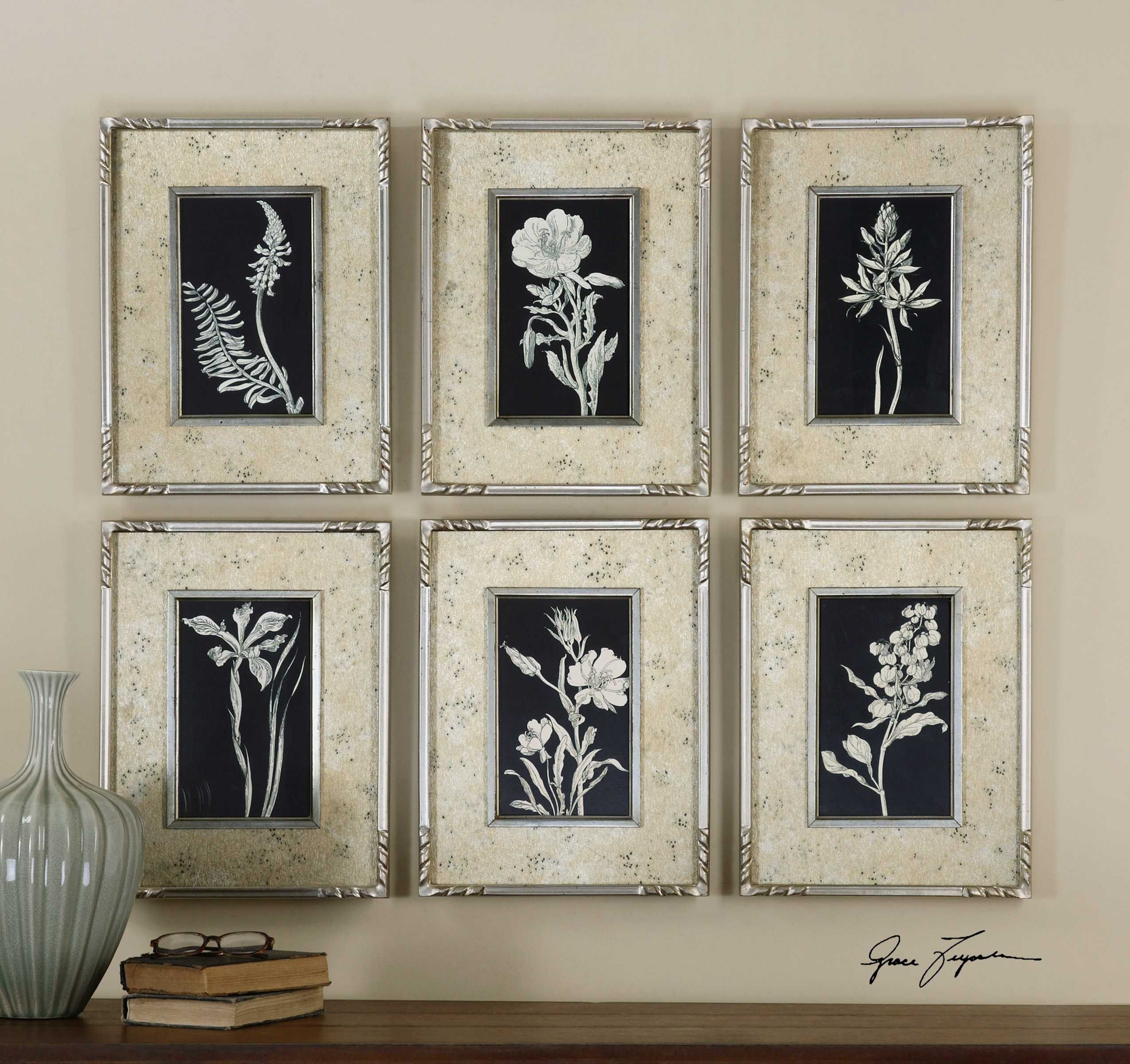 Uttermost Glowing Florals Framed Wall Art (6 Piece Set In Most Up To Date Wall Framed Art Prints (View 8 of 20)