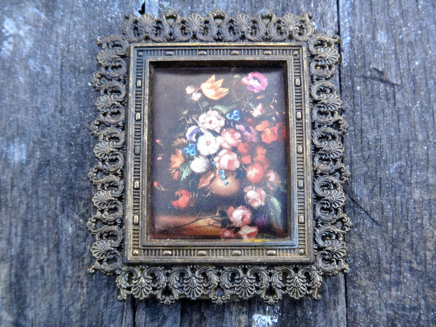 Vintage Brass Italian Picture Frame, Floral Print Fabric Pertaining To Most Recent Italy Framed Art Prints (View 6 of 20)