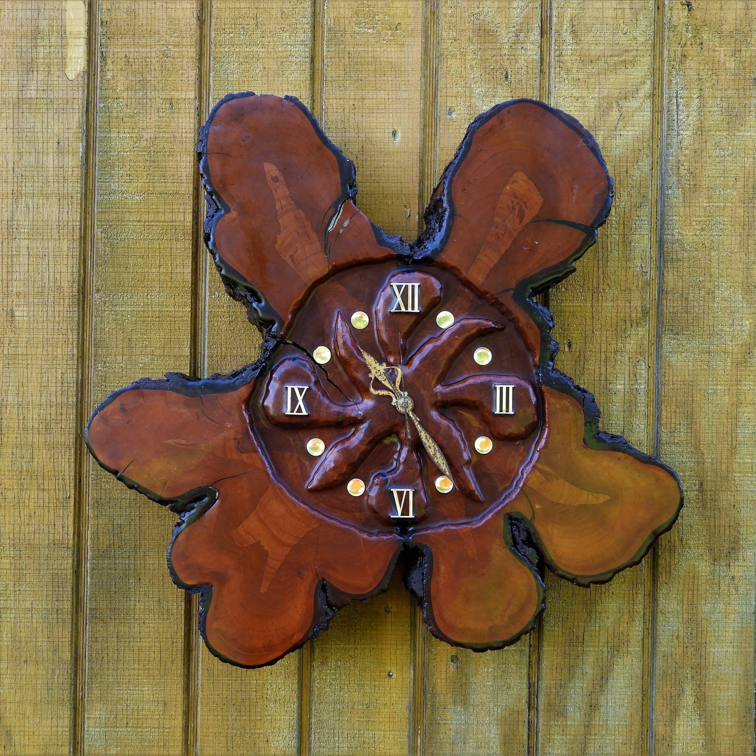 Vintage Burl Wall Clock, Live Edge Cypress, Wall Hanging Inside Most Current Retro Wood Wall Art (View 9 of 20)