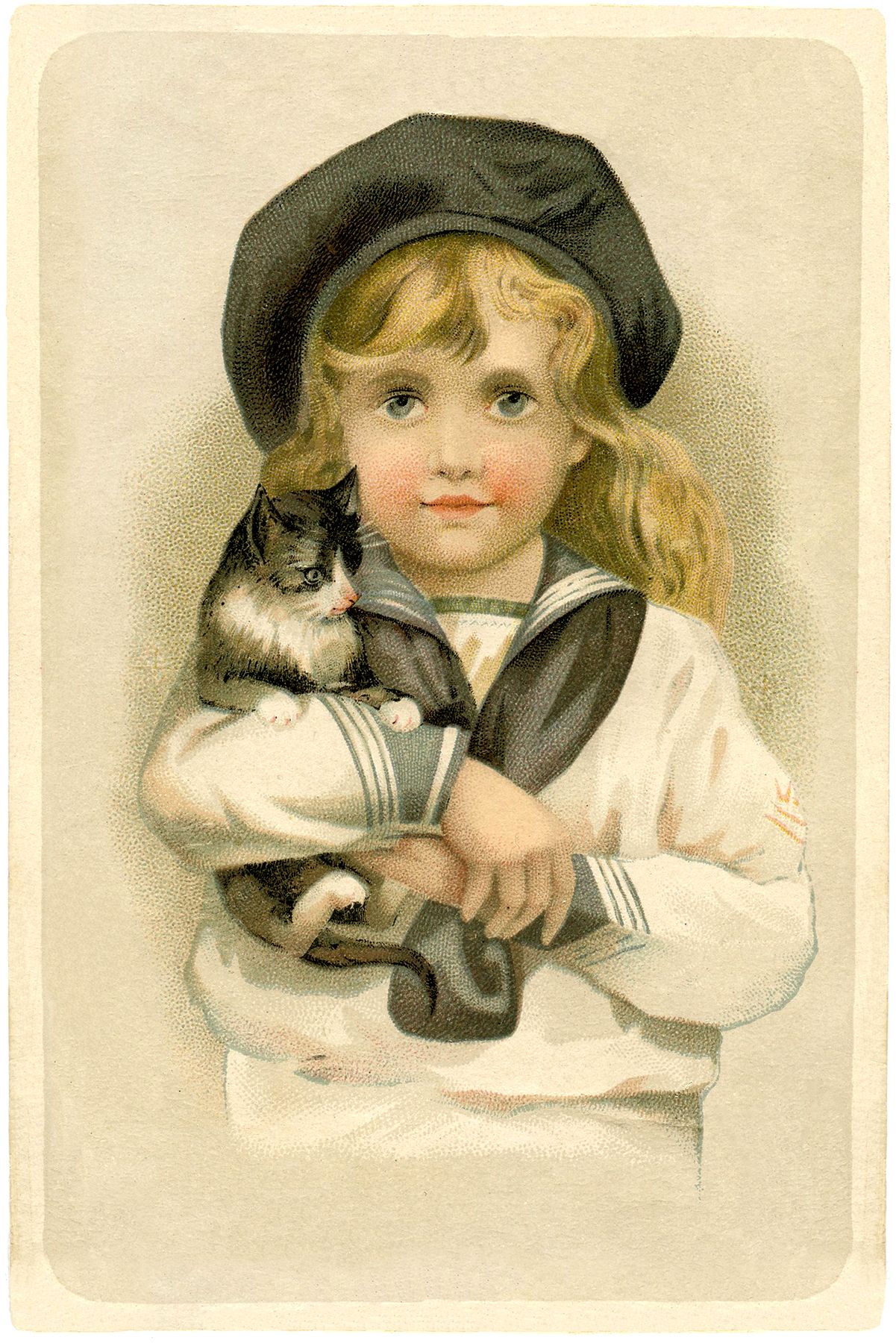 Vintage Child With Cat Image – Sweet! – The Graphics Fairy For Most Popular Children Framed Art Prints (Gallery 20 of 20)