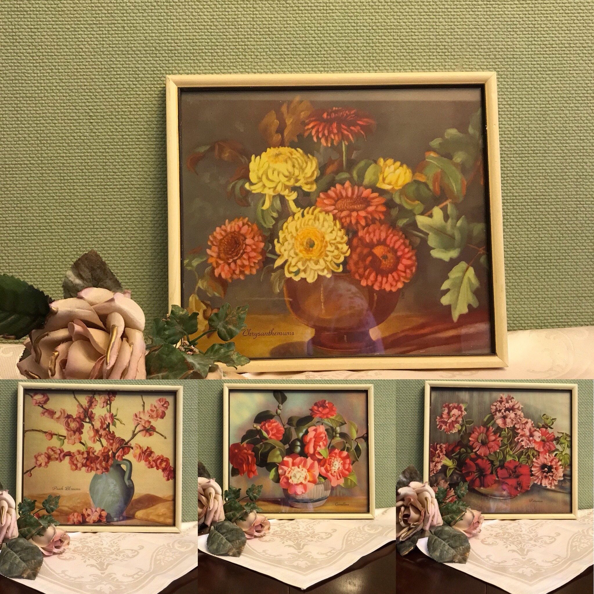 Vintage Floral Prints, Framed Under Glass Botanical Prints With Regard To Latest Lines Framed Art Prints (View 5 of 20)