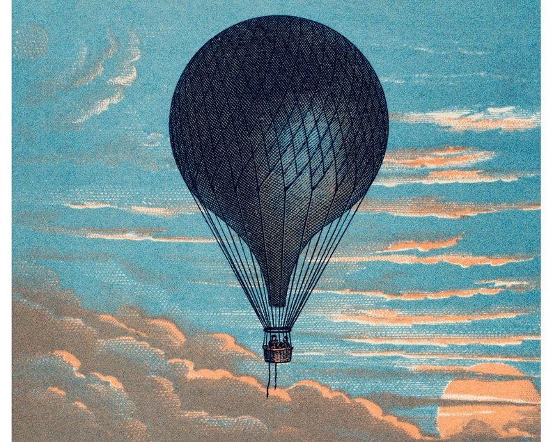 Vintage French Hot Air Balloon Art Print Antique Victorian For Most Recent Balloons Framed Art Prints (View 13 of 20)