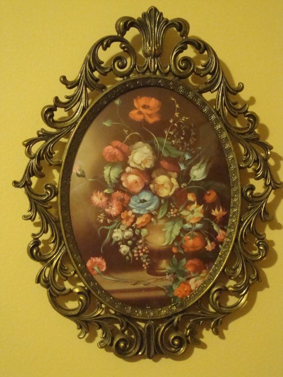 Vintage Oval Framed Floral Made In Italy | Etsy | Flower Throughout Most Recently Released Italy Framed Art Prints (View 16 of 20)