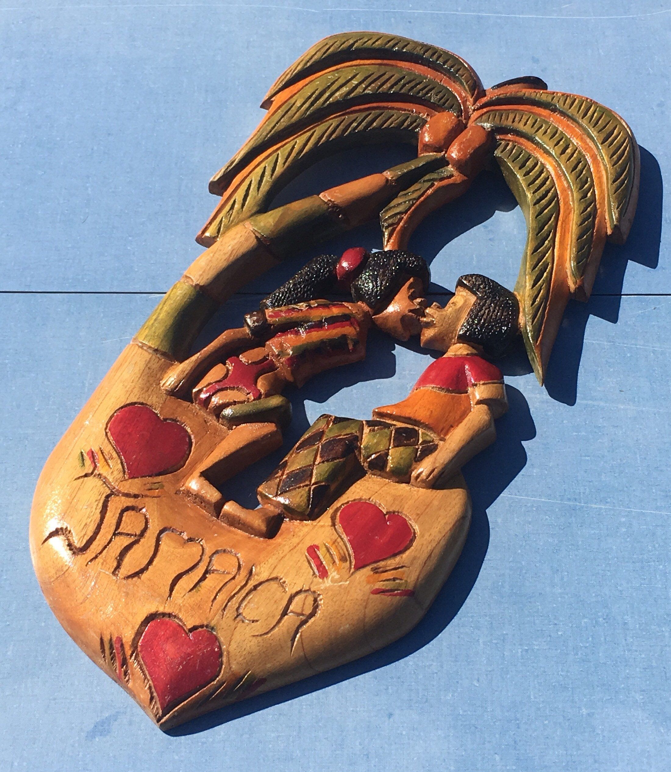 Vintage Wood Carving, Tropical Lovers Wall Decor, Carved For Most Up To Date Retro Wood Wall Art (View 13 of 20)