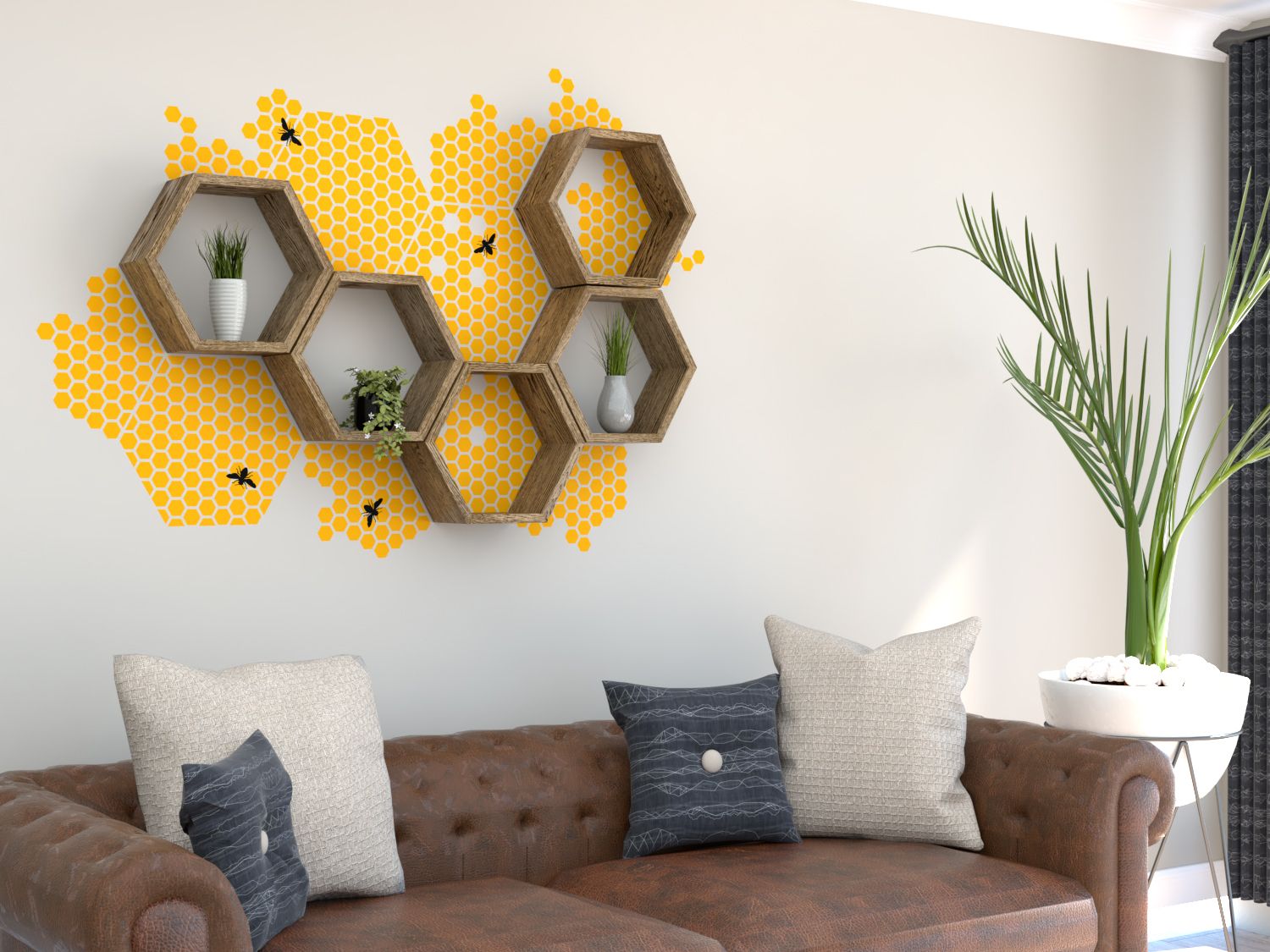 Vinyl Wall Decal | Wall Stickers | Honeycomb Decal | Wall Pertaining To Current Stripes Wall Art (View 11 of 20)